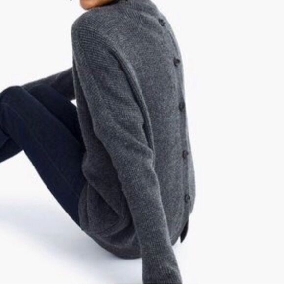 Point Sur Button Back Wool Alpaca Sweater Waffled Supersoft Yarn  Gray - Picture 1 of 10